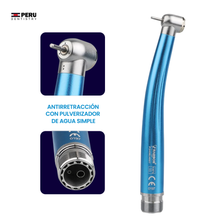 Pieza de Mano de alta velocidad 220,000-350,000rpm, ≤68 dB, Esterilización (135)°C